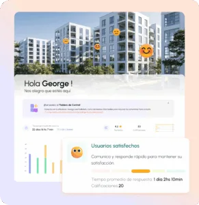 Todo lo que necesita del edificio en una sola app — reservas, comunicados, incidencias y calificación del servicio.